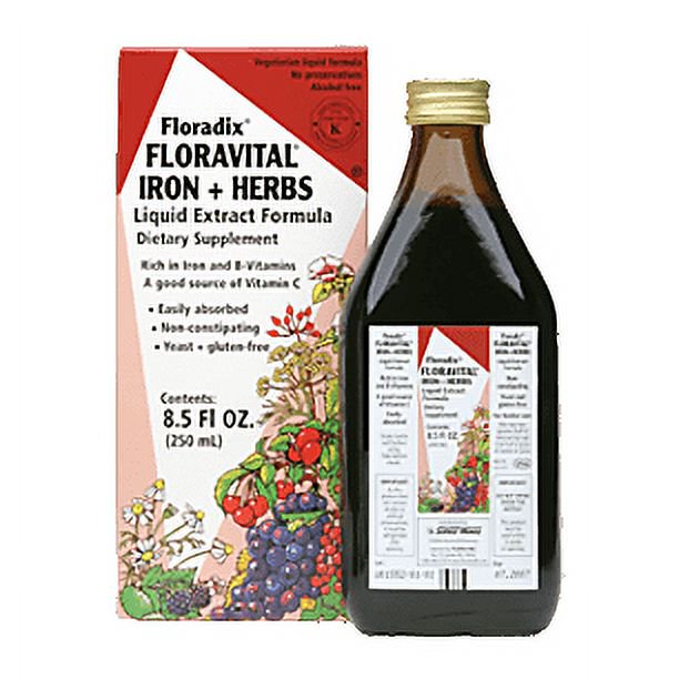 Floravital Hierro y Hierbas Sin Gluten Líquido 8.5 oz Flora