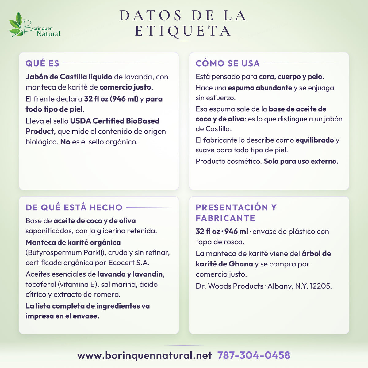 Datos del jabón de Castilla de lavanda: qué es, cómo se usa, de qué está hecho y presentación