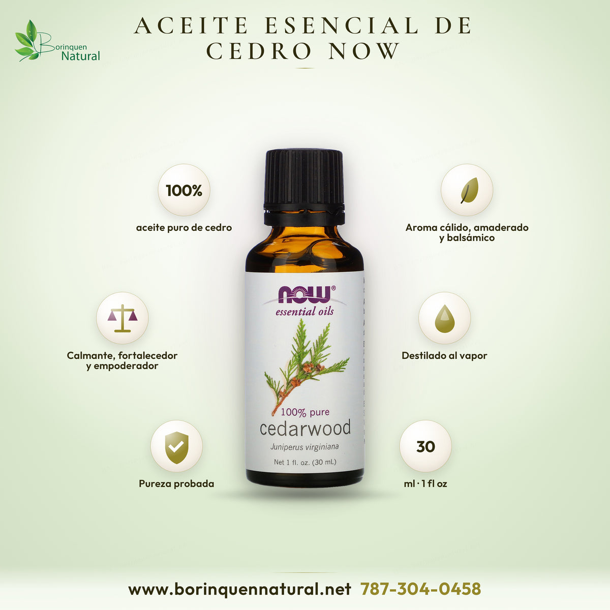 Aceite esencial de cedro de NOW Essential Oils, 100 % puro, Juniperus virginiana, frasco de 1 fl oz (30 ml)