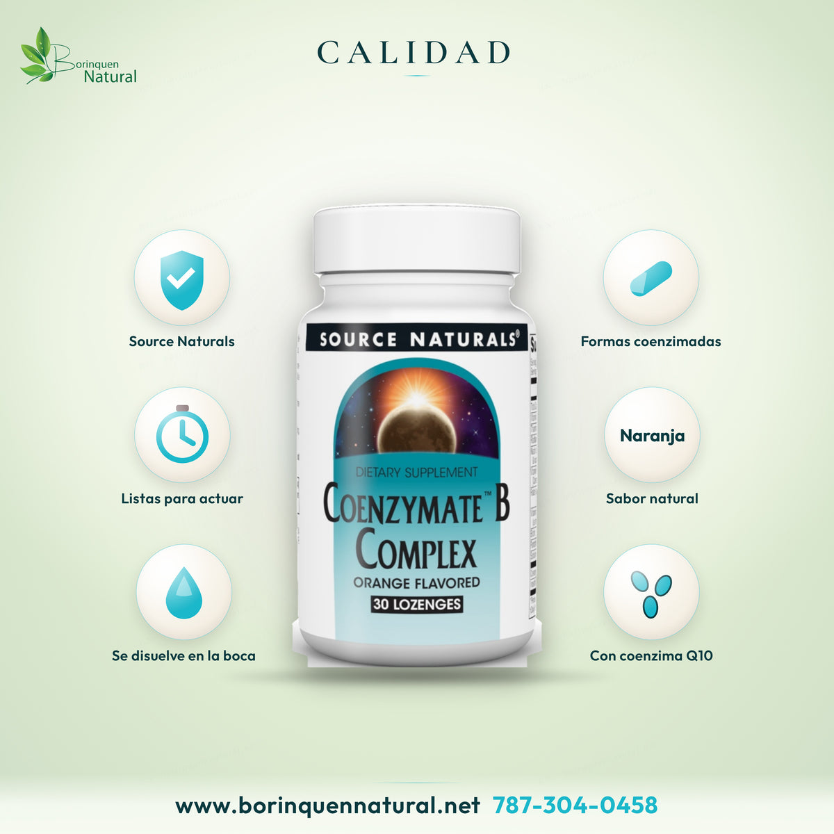 Coenzymate B Complex de Source Naturals: formas coenzimadas, sabor natural a naranja, se disuelve en la boca y lleva coenzima Q10