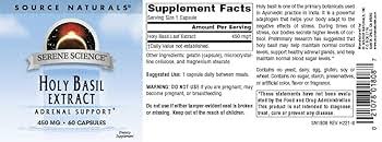 Serene Science holy basil extract 450 mg 60 capsulas