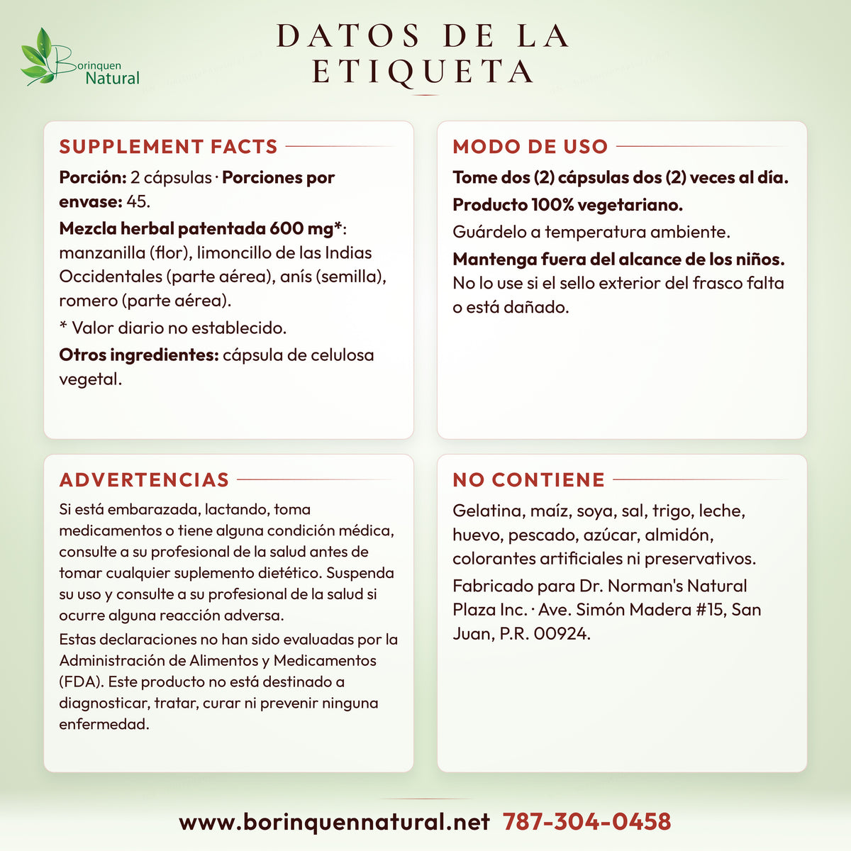 Datos de la etiqueta de Digesplex: Supplement Facts, modo de uso, advertencias y lo que no contiene