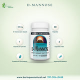 D-Manosa 500 mg Source Naturals para la Vejiga y Vías Urinarias