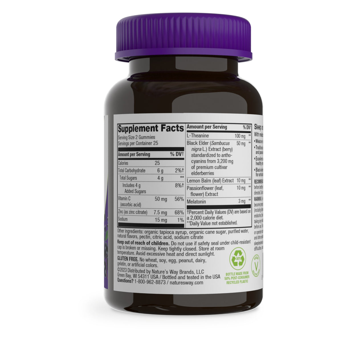 Sambucus Sleep & Immune de Nature's Way: etiqueta del envase, Supplement Facts