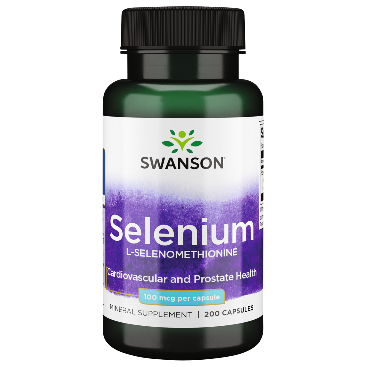 Selenio 100 mcg Swanson L-Selenometionina para Salud Cardiovascular y de la Próstata, 200 Cápsulas
