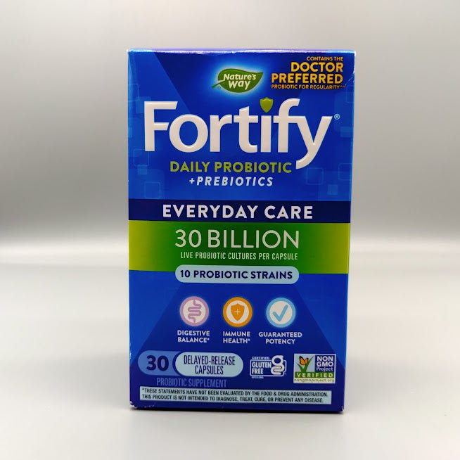 Fortify - Daily Probiotic + Prebiotic - 30 Billion - 11 Strains - 30 Delayed Release Vegetarian Capsules