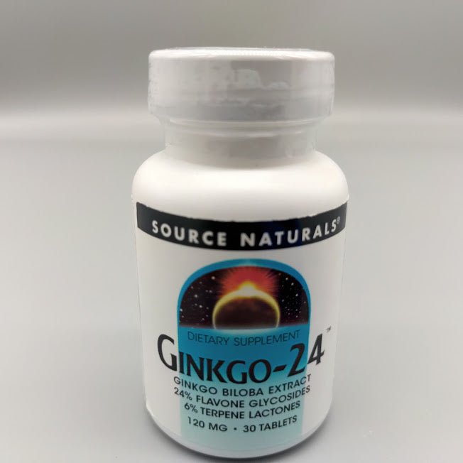 GINKGO-24 - Ginkgo Biloba Extract - 24% Flavone Glycosides - 6% Terpene Lactones -120mg - 30 Tablets