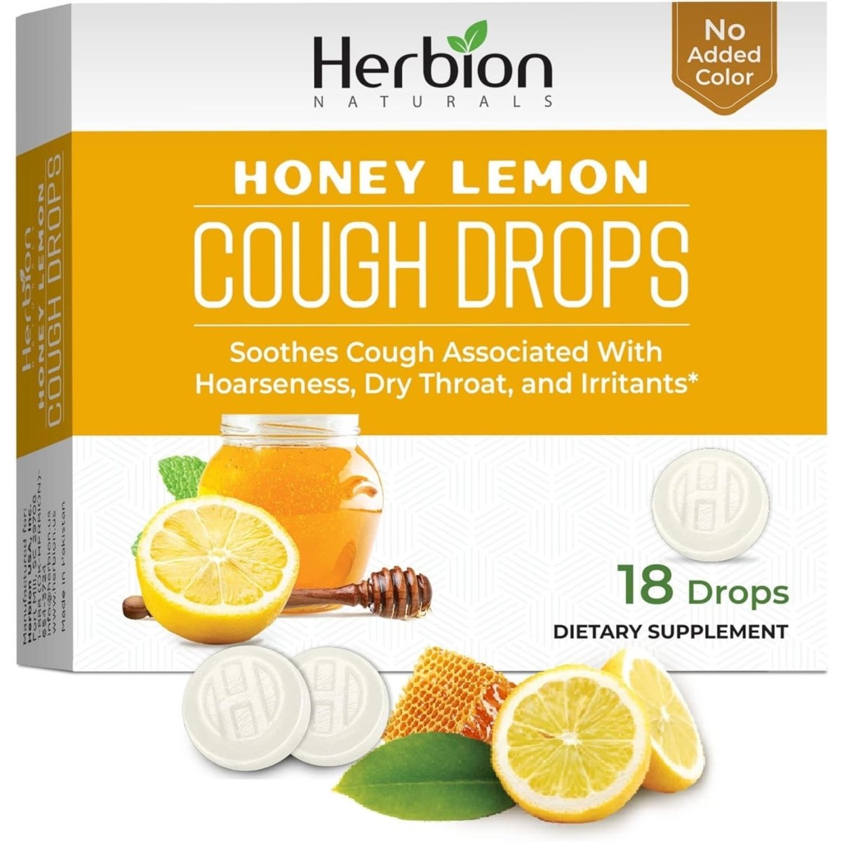 Herbion Cough Drops Honey Lemon 18 Lozenges