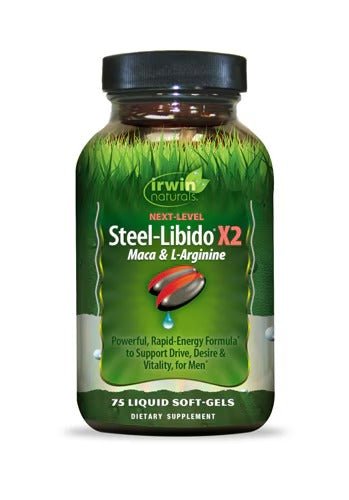 Irwin Naturals Next Level Steel Libido X2 – Maca &amp; L - Arginina – 75 Cápsulas Blandas