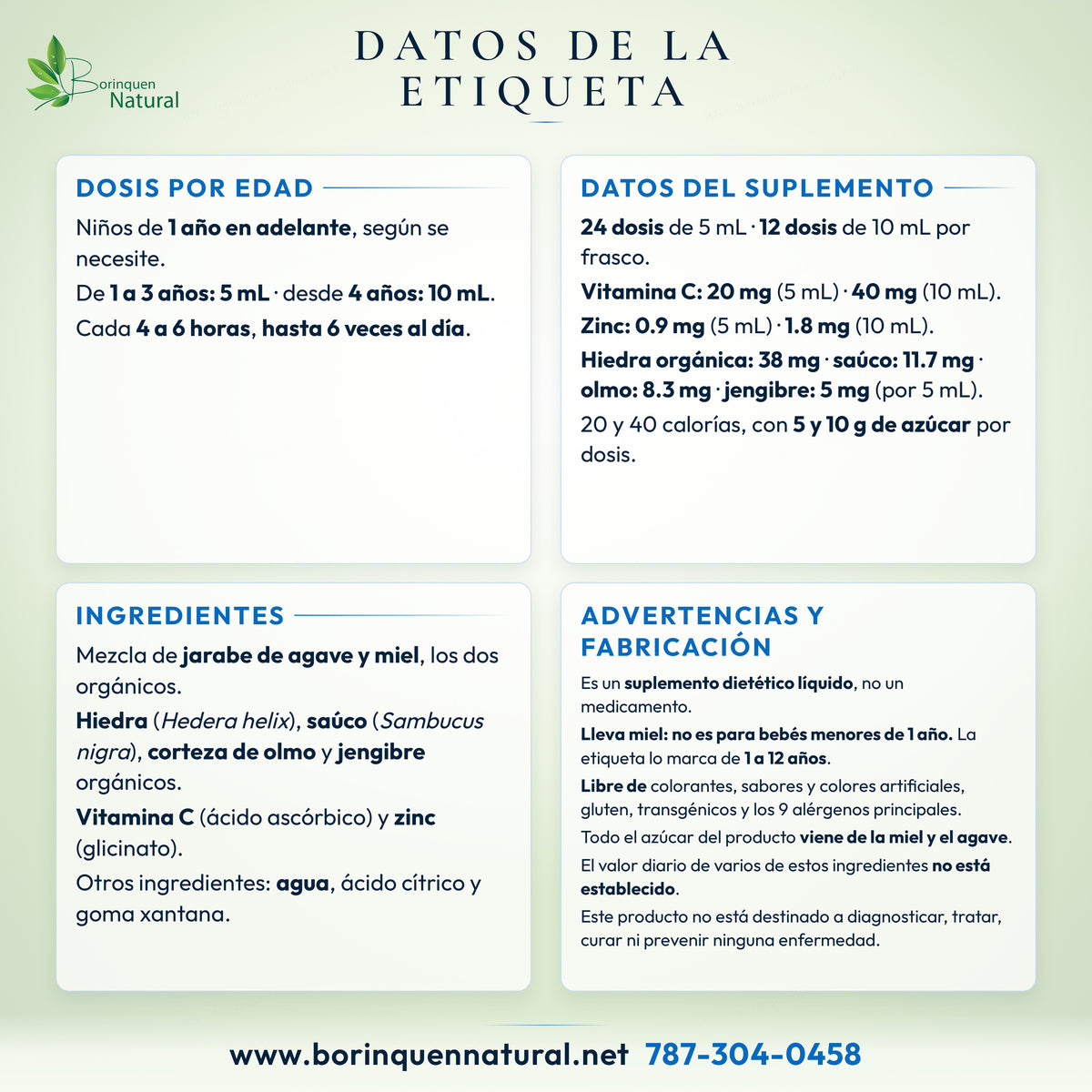 Datos de la etiqueta del jarabe Mommy's Bliss para niños: dosis por edad, datos del suplemento, ingredientes y advertencias