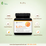 Vitamina D3 5,000 UI y K2 MK-7 Youtheory K2D3, 60 Cápsulas Vegetales