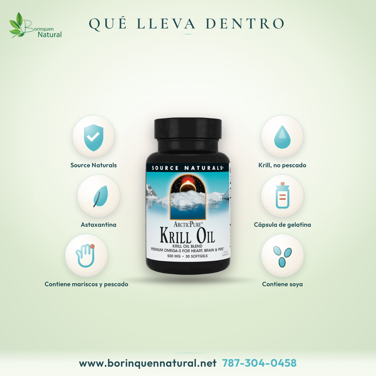 ArcticPure Krill Oil de Source Naturals: krill del Ártico, cápsula de gelatina, contiene mariscos, pescado y soya