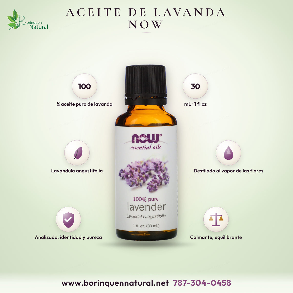 Aceite esencial de lavanda 100% puro de NOW Essential Oils, Lavandula angustifolia, frasco ámbar de 1 fl oz (30 mL)