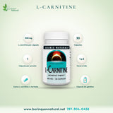L-Carnitina 500 mg Source Naturals para Energía Metabólica, 30 Cápsulas