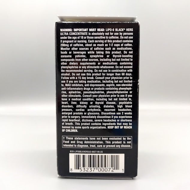 Lipo 6 - Black Hers - Ultra Concentrate - Extreme Weight Loss Support - 60 Black Capsules