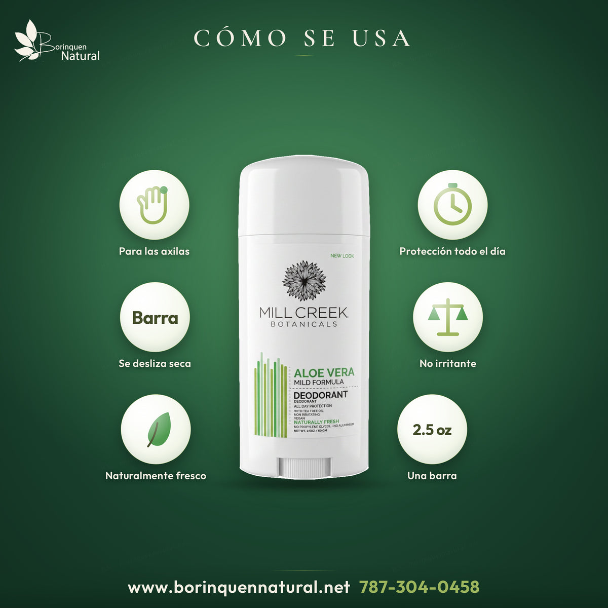 Desodorante en barra de aloe vera: se aplica en las axilas y da protección durante todo el día