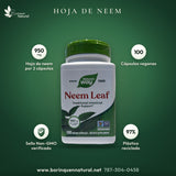 Hoja de Neem Nature's Way 950 mg, Apoyo Intestinal, 100 Cápsulas
