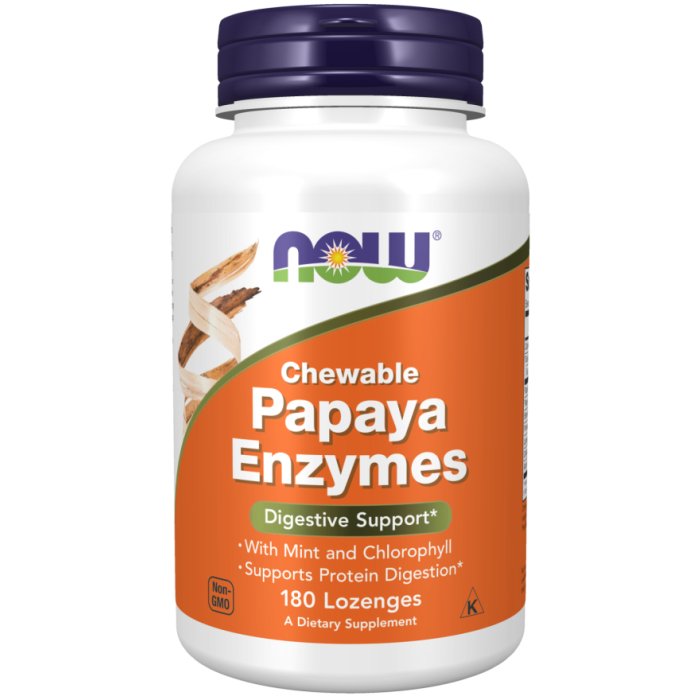 NOW Chewable Papaya Enzymes - Digestive Support