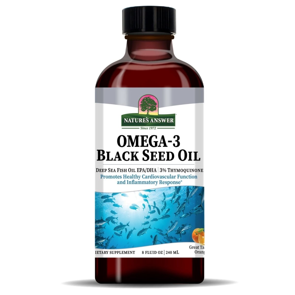 Omega-3 Black Seed Oil Great Tasting Orange 8 oz Nature&#39;s Answer