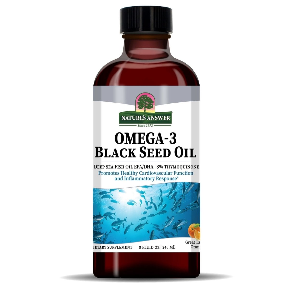 Omega-3 Black Seed Oil Great Tasting Orange 8 oz Nature's Answer