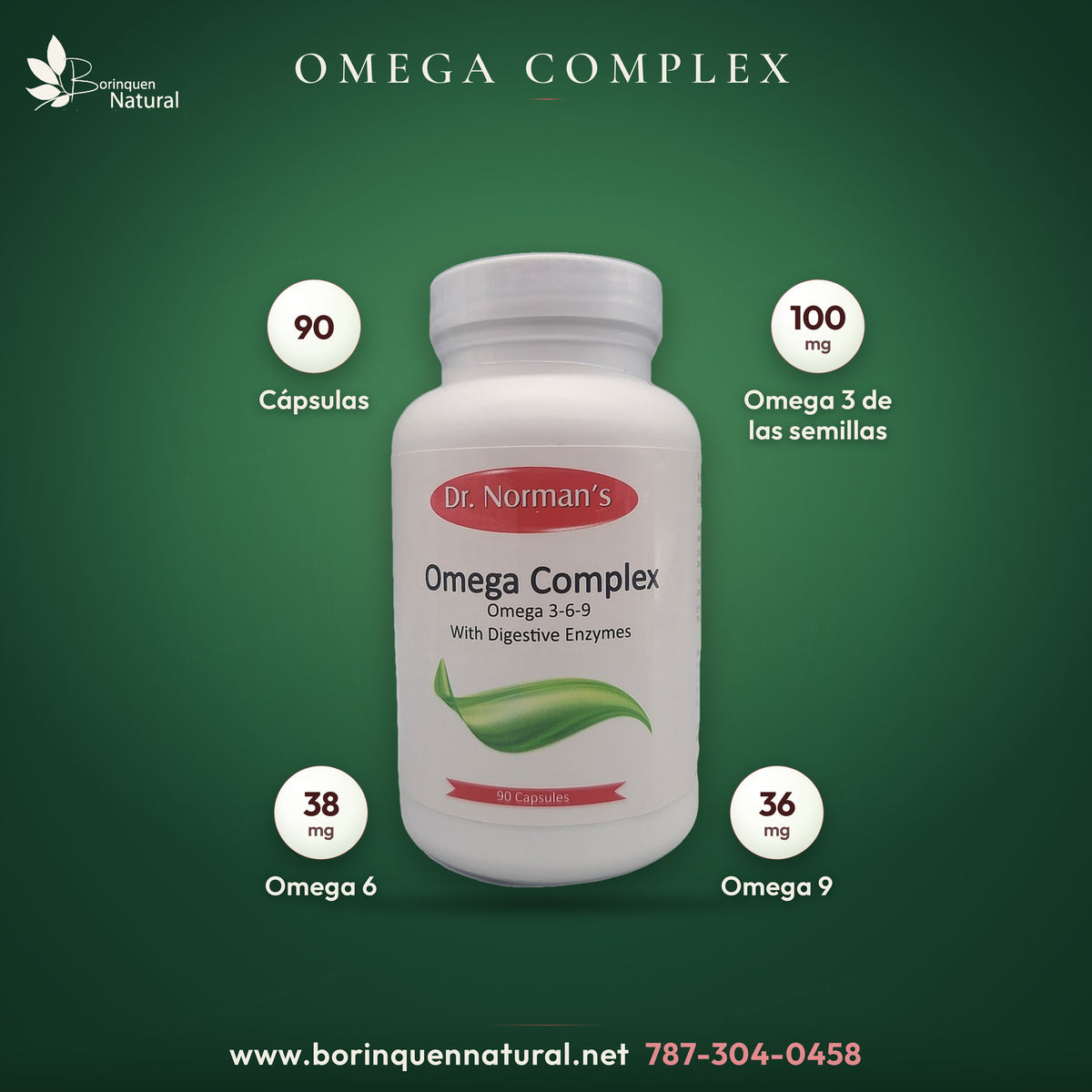 Omega Complex 3-6-9 de Dr. Norman's con enzimas digestivas, 90 cápsulas, omegas de semillas