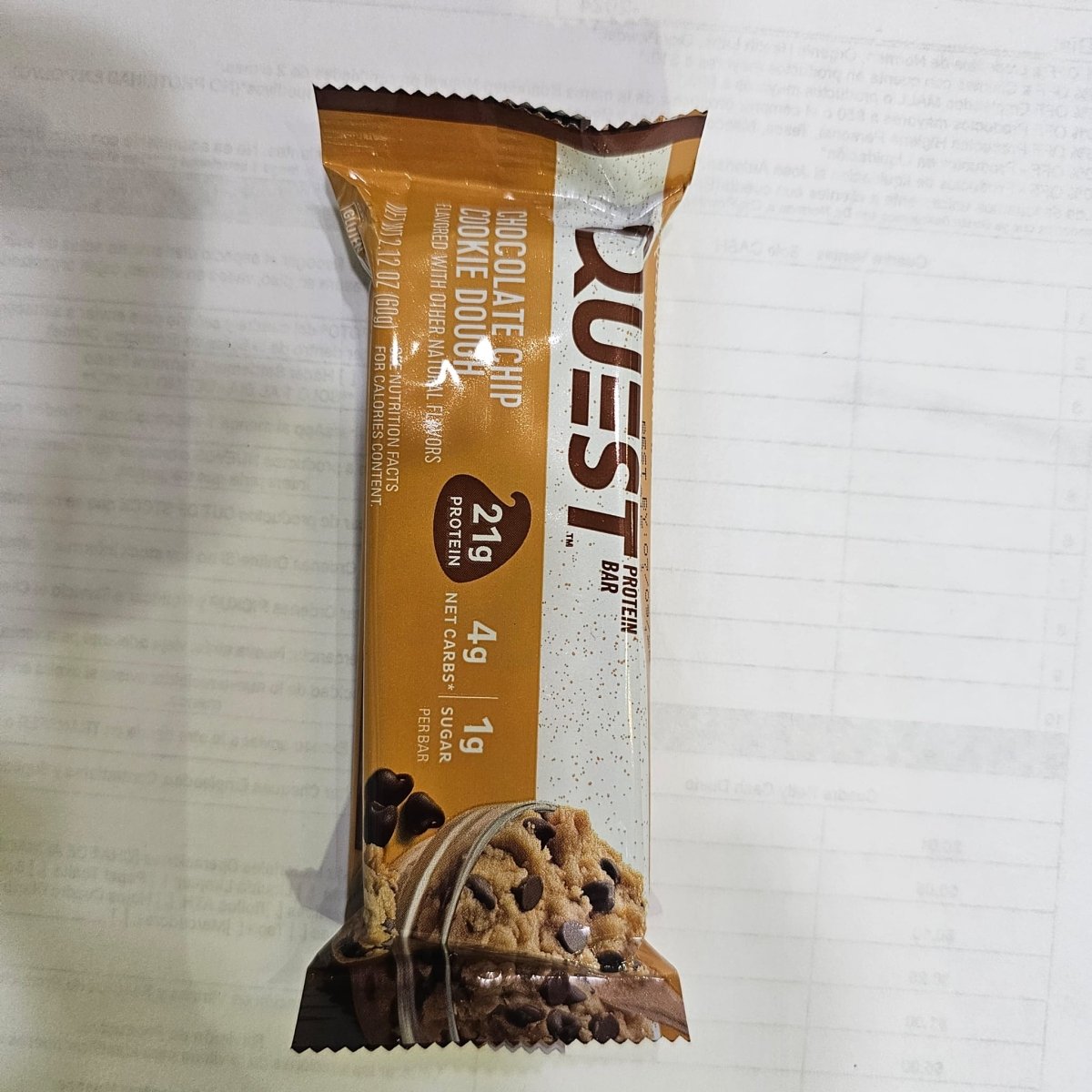 Quest Chocolate Chip Cookie Dough Protein Bar 2.1oz