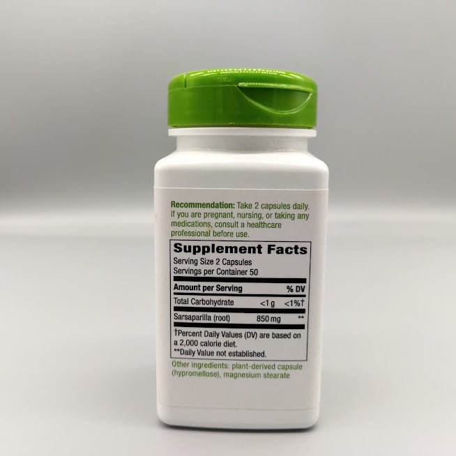 Sarsaparilla Root - 850mg - 100 Vegan Capsules - Nature's Way