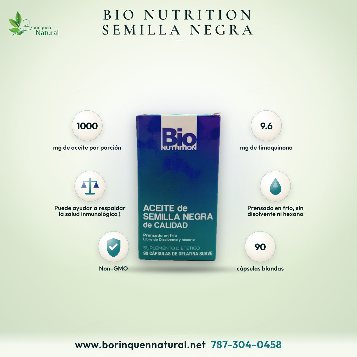 Aceite de semilla negra (Nigella sativa) prensado en frío de Bio Nutrition, 1,000 mg por porción, 90 cápsulas blandas