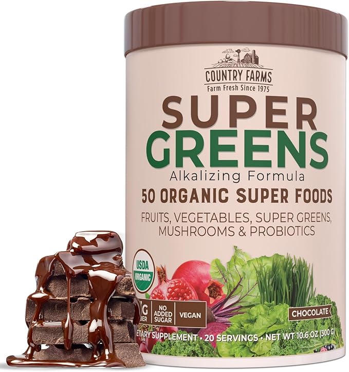 Super Greens Powder Chocolate - 10.6 onzas