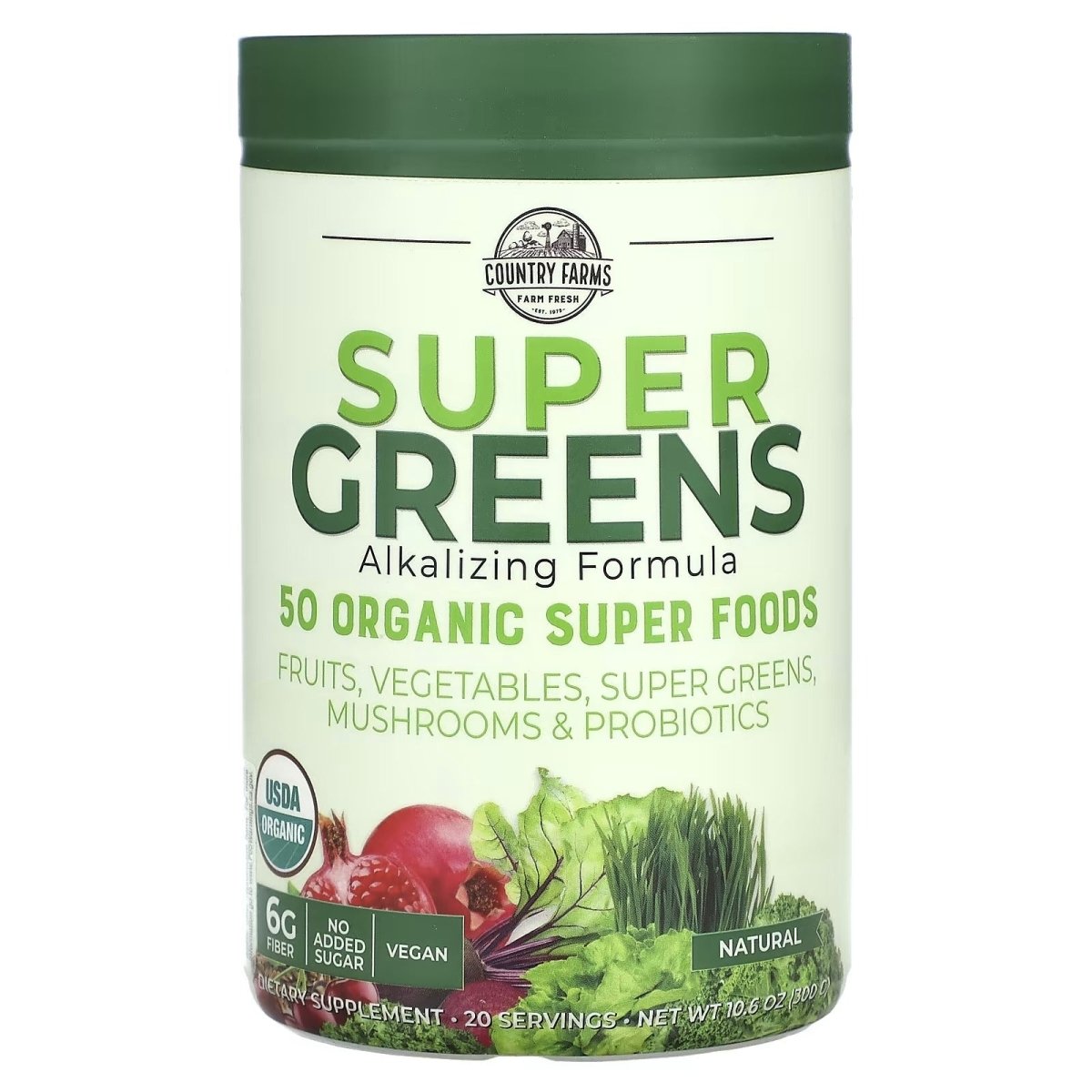 Super Greens Powder Natural - 10.6 onzas