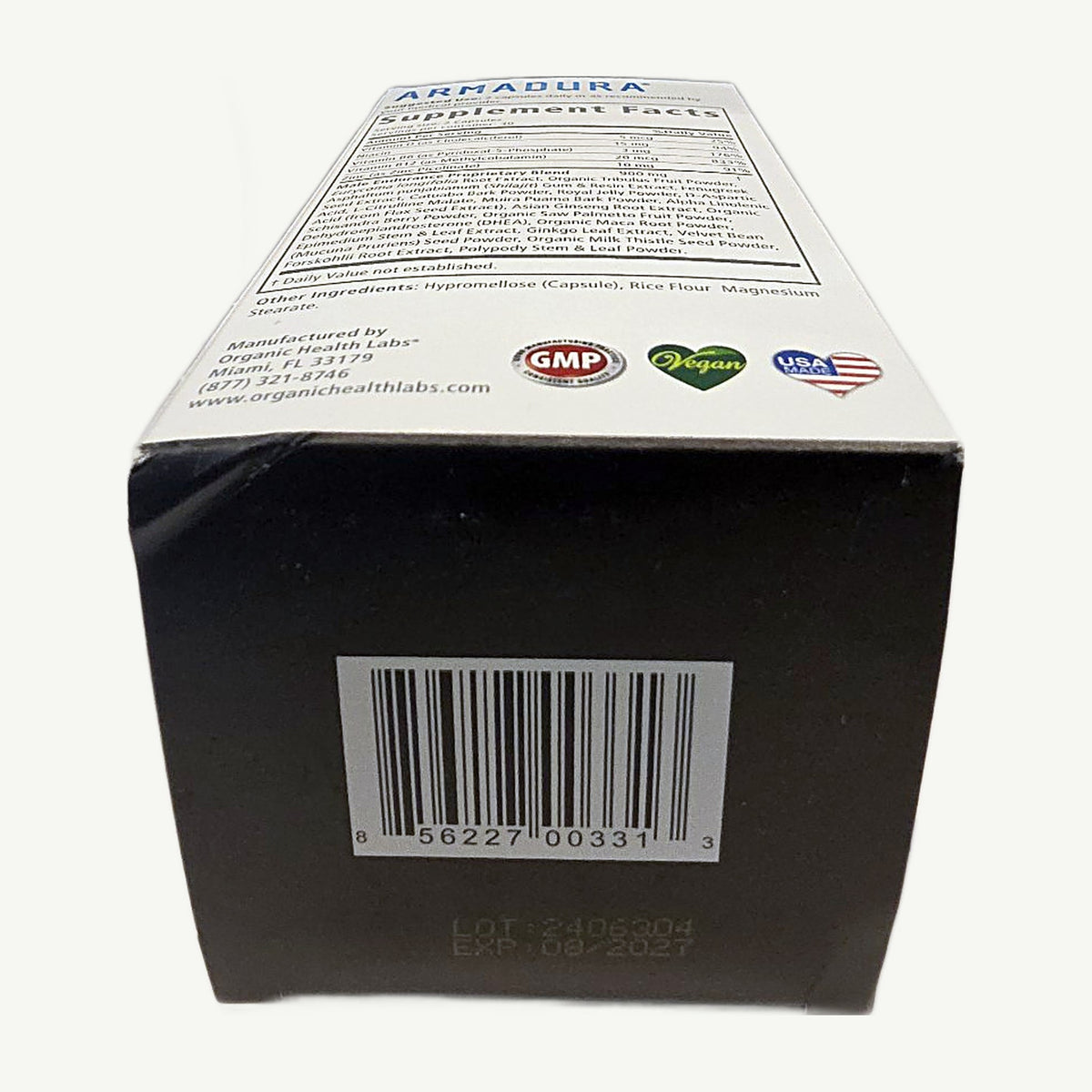 Armadura de Organic Health Labs: foto real del envase tomada en la tienda Borinquen Natural (5 de 5)