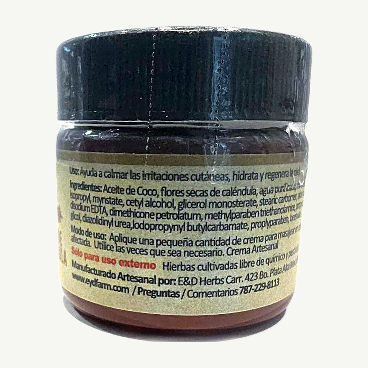 Crema de Caléndula de E&D Herbs: foto real del envase tomada en la tienda Borinquen Natural (2 de 3)