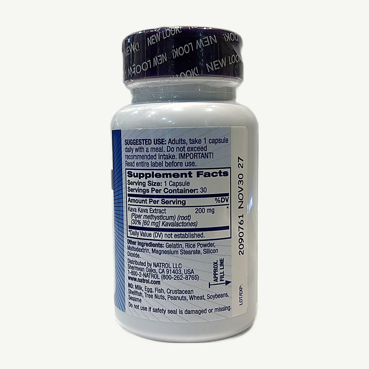 Kava Kava 200 mg: foto real del envase tomada en la tienda Borinquen Natural (2 de 3)