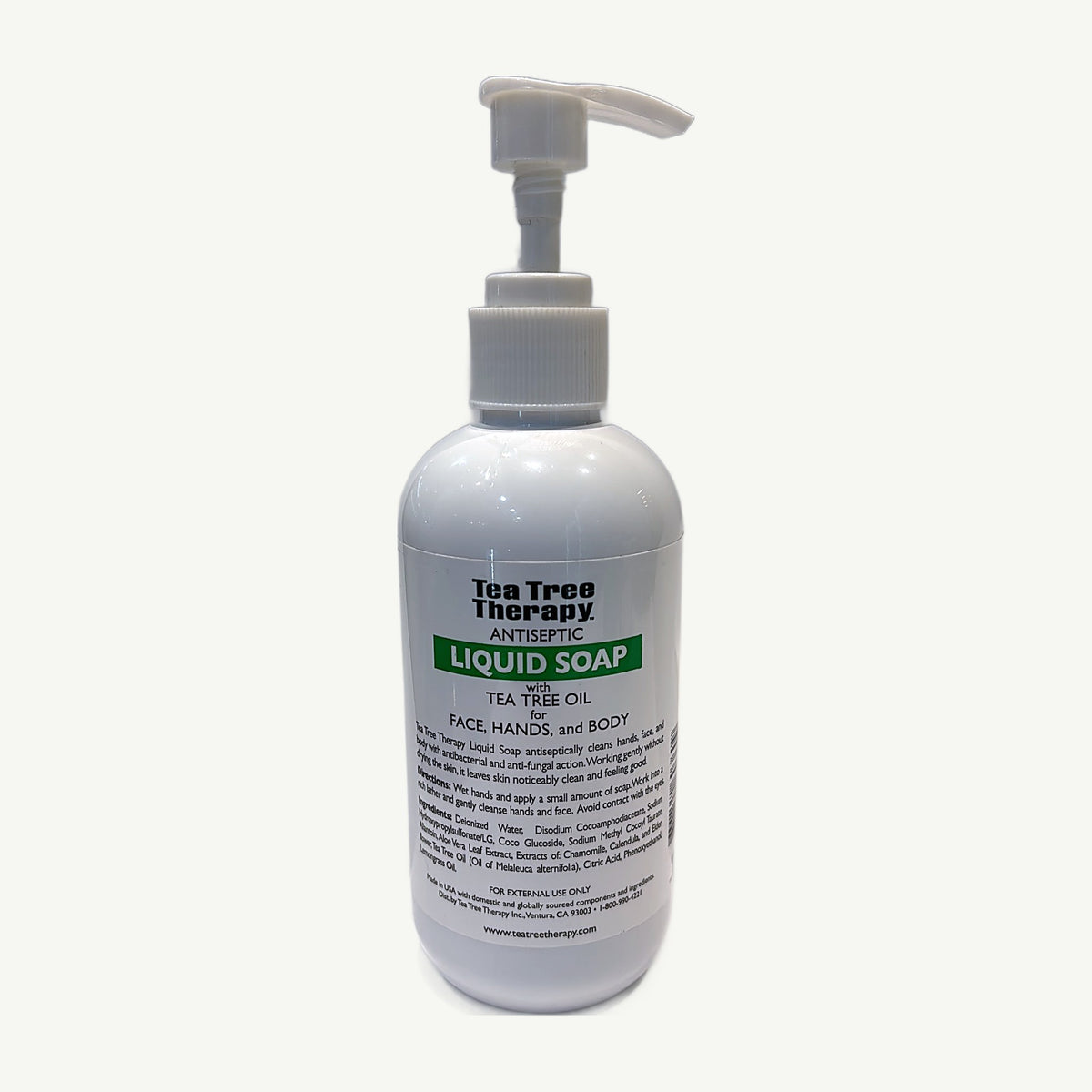 Jabón Líquido Tea Tree Therapy 8 oz: foto real del envase tomada en la tienda Borinquen Natural (2 de 2)