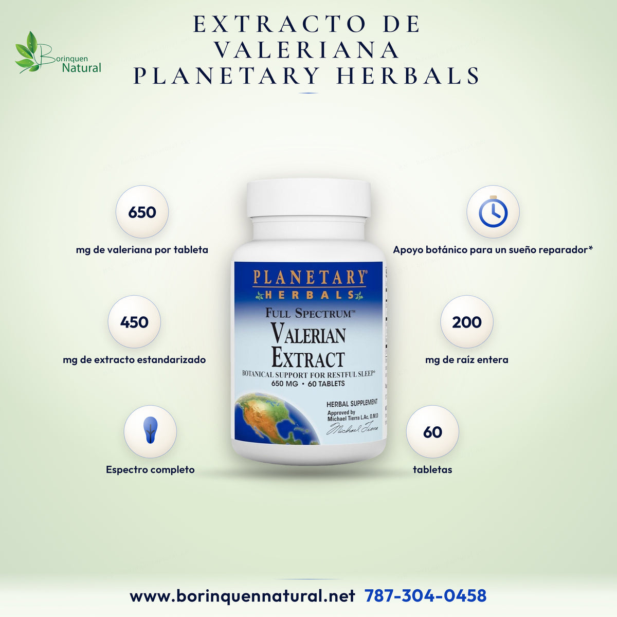 Full Spectrum Valerian Extract de Planetary Herbals, extracto de valeriana de 650 mg, frasco de 60 tabletas