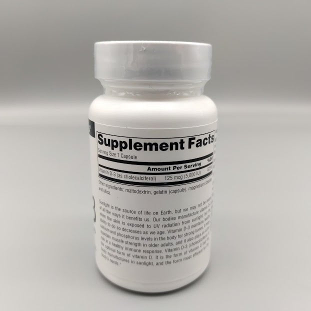 Vitamin D-3 - 125mg 5000 IU - Capsules - 60 Capsules - Source Naturals