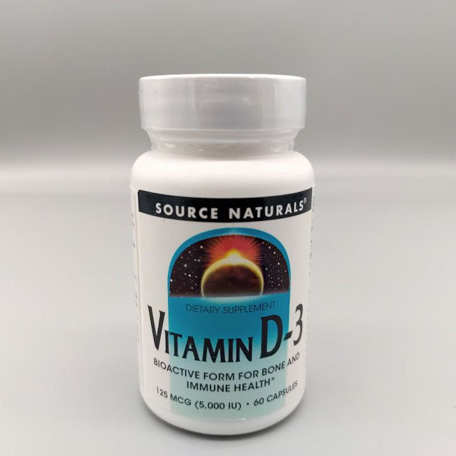 Vitamin D-3 - 125mg 5000 IU - Capsules - 60 Capsules - Source Naturals