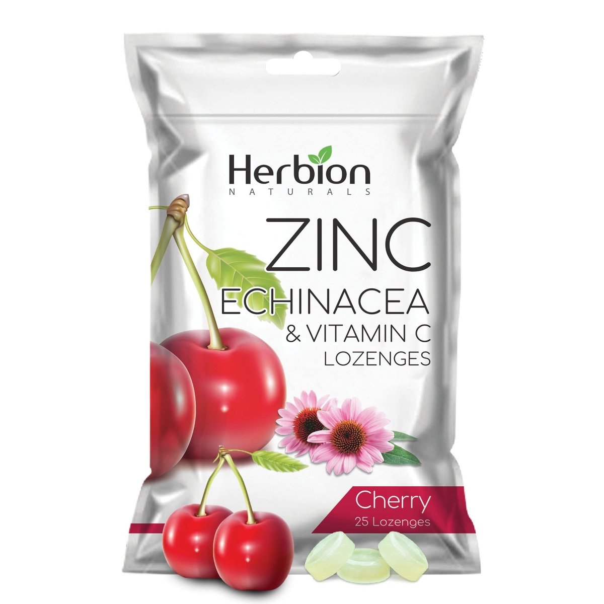 Zinc Echinacea &amp; Vitamin C Lozenges Cherry 25 unidades