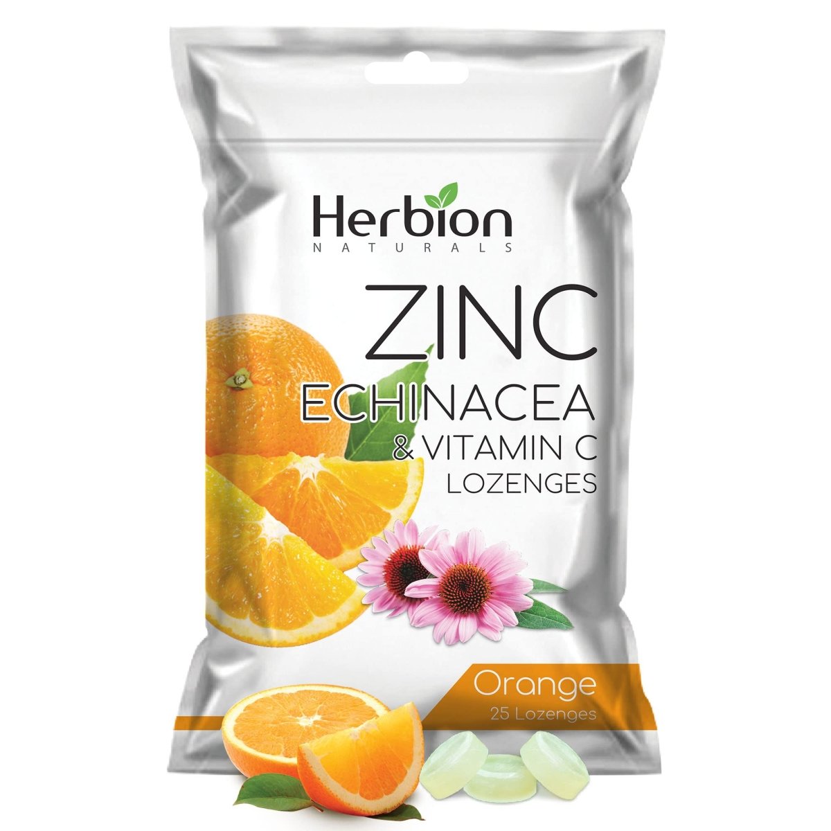 Zinc Echinacea &amp; Vitamin C Lozenges Orange 25 unidades