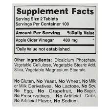 Apple Cider Vinegar 480 mg 200 TABLETS