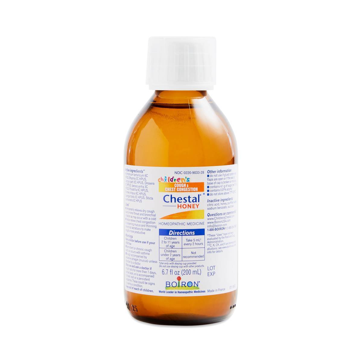 Bioron Chestal Childrens Cough, Chest Congestion Relief Syrup, Honey 6.7 oz