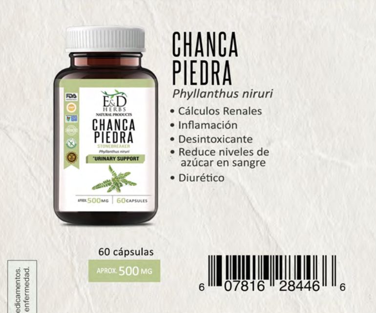 E&amp;D Herbs Chanca piedra 60caps 500mg