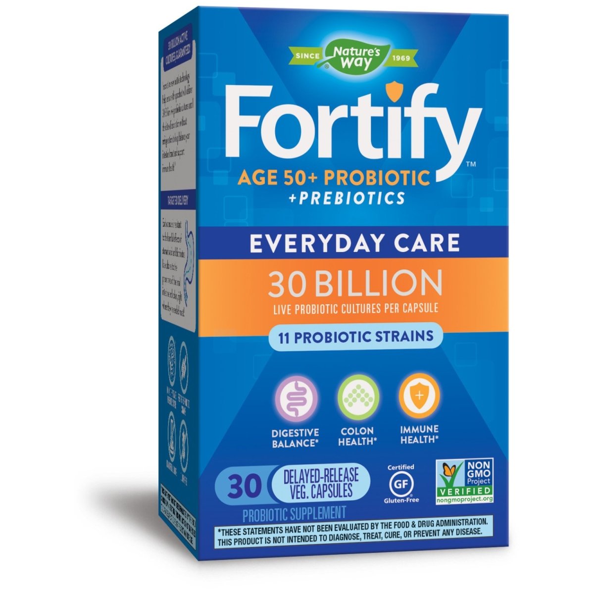 Fortify Daily Probiotic 30 Billion Live Probiotics - 30 Vegetarian Capsules