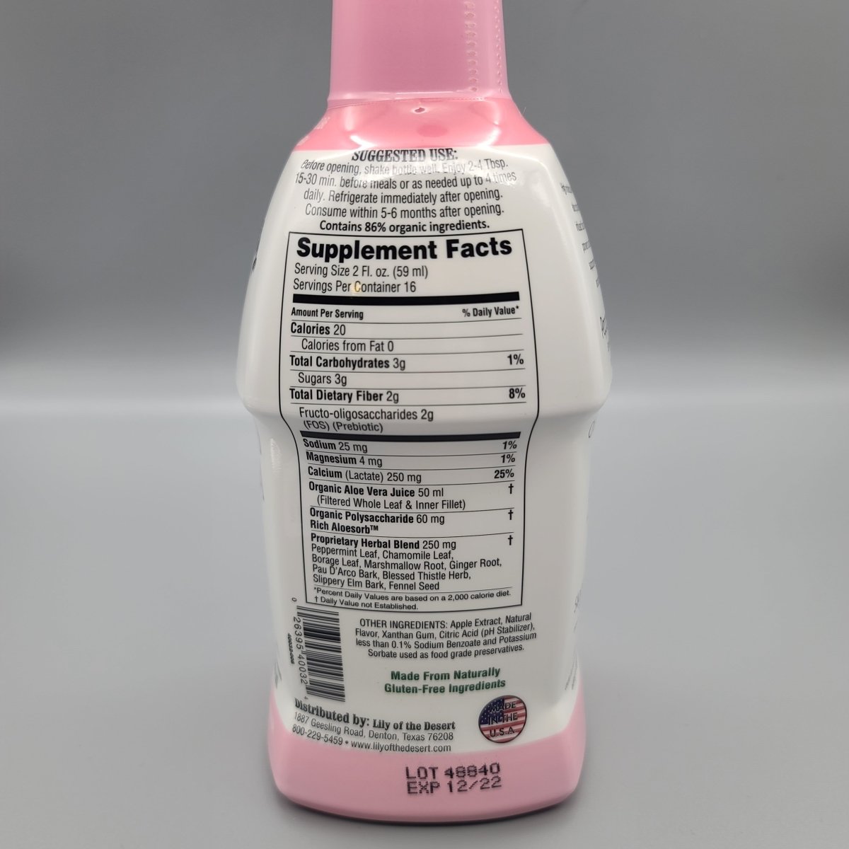 Lily Of The Desert Organic Aloe Vera Gel Herbal Stomach Formula 32 oz