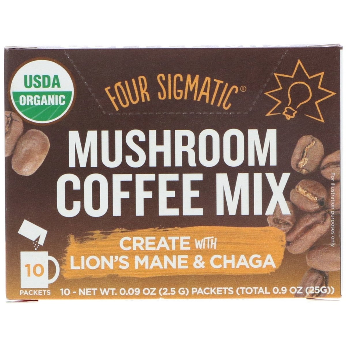 Mushroom Coffee Mix, Fruity + Medium, 10 Packets, 0.09 oz (2.5 g) Each