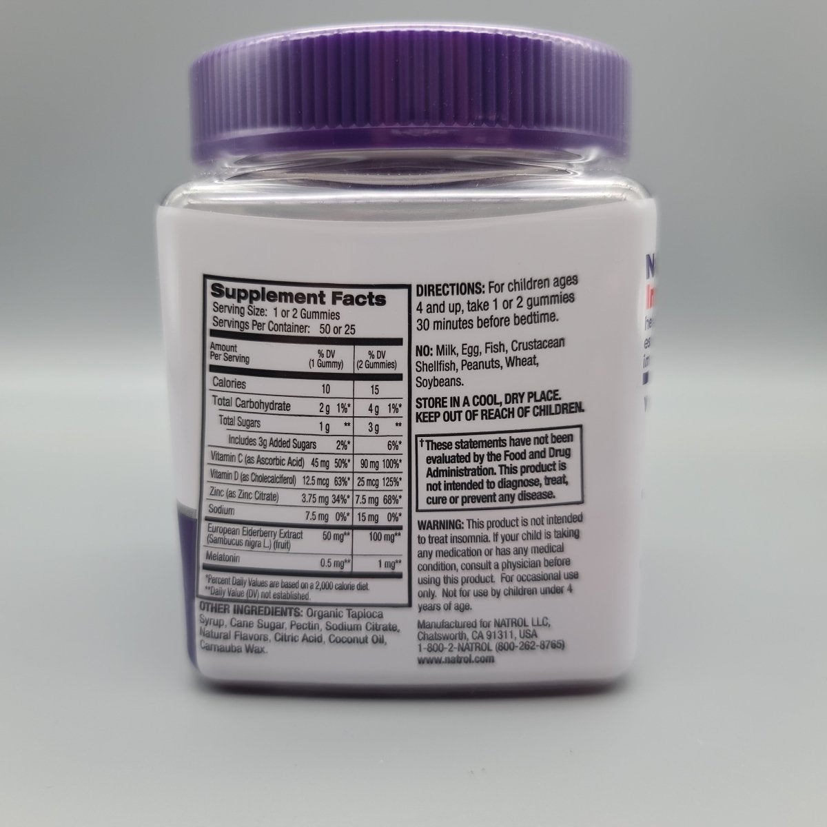 Natrol Kids- Sleep + Immune Health- Melatonin & Elderberry- 100% Drug Free- 50 Gummies