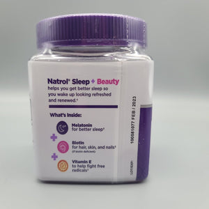 Natrol- Sleep & Beauty- Melatonin + Biotin + Vitamin E- 100% Drug Free- 60 Gummies