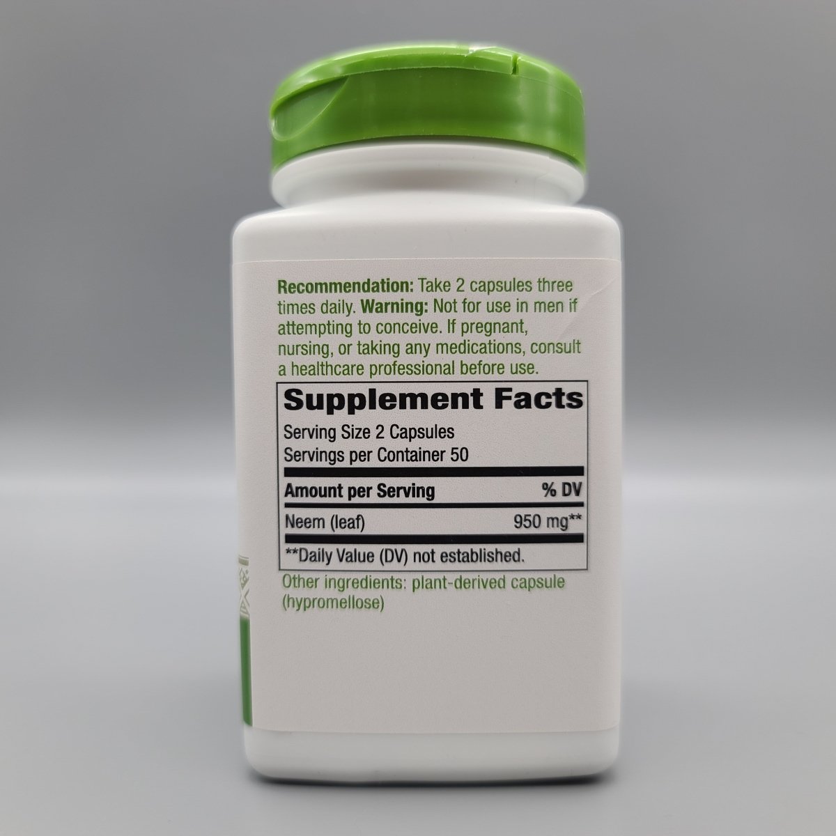 Nature's Way Neem Leaf Capsules 950mg - Ayurvedic Herbal Supplement For Intestinal & Eye Health, 100 Caps