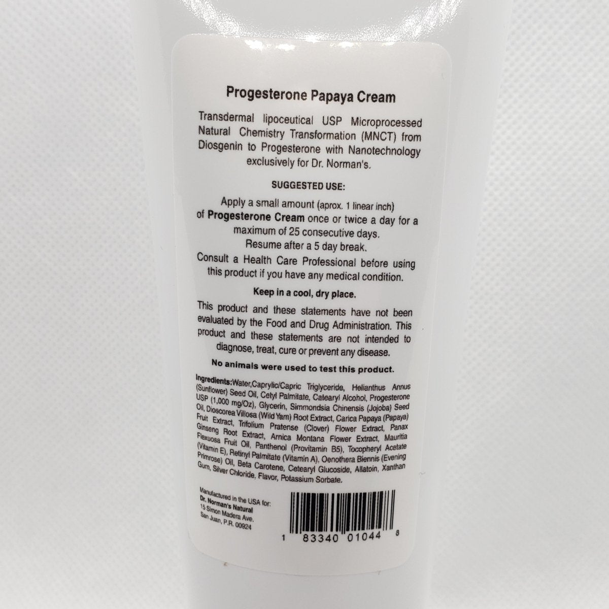 Progesterona 1000mg Unisex - Papaya Cream - 3oz