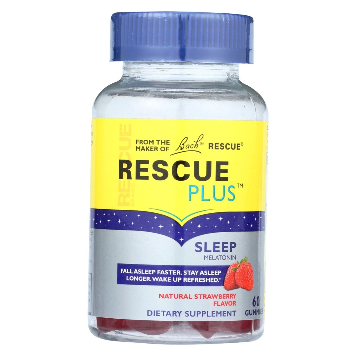 Rescue Plus - Sleep Melatonin 2500mcg 2.5mg - Natural Strawberry Gummy - 60 Gummy
